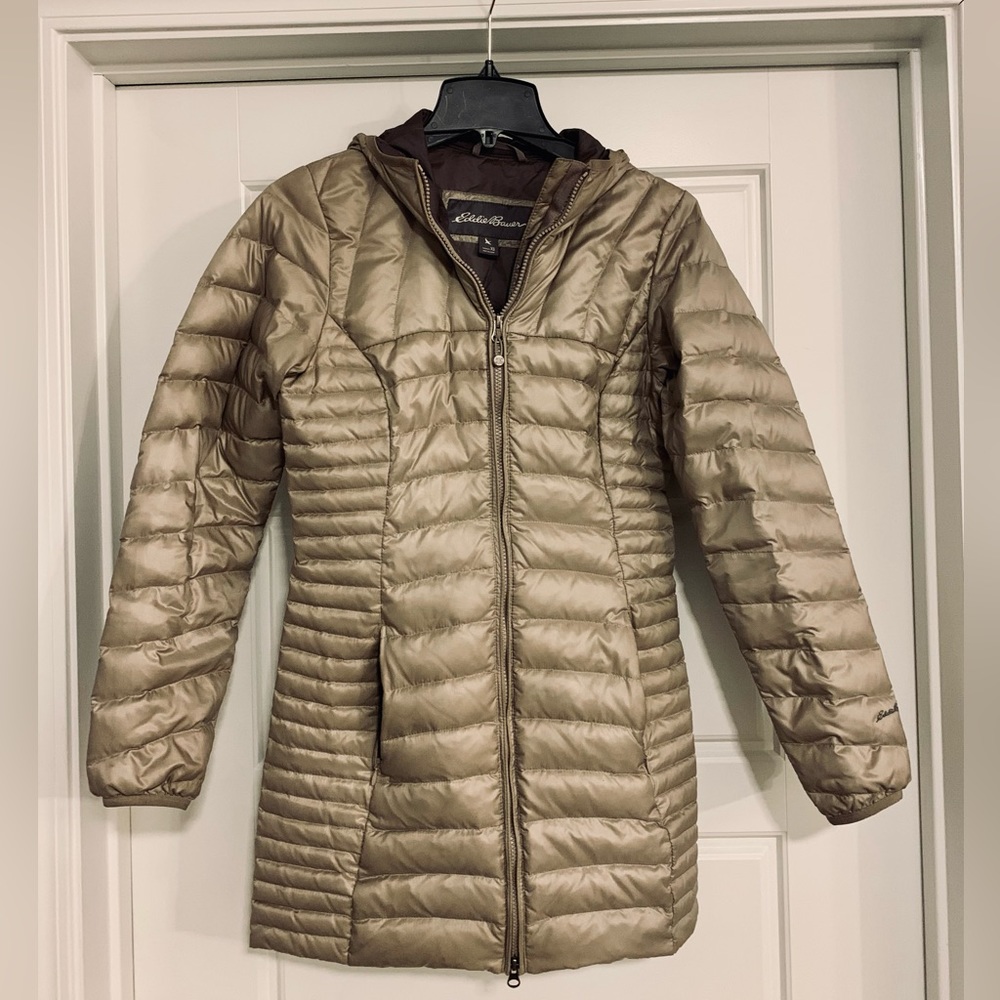 Eddie Bauer Coat w/ Hood - Size XS - Champagne/Light Gold/Light Tan Color